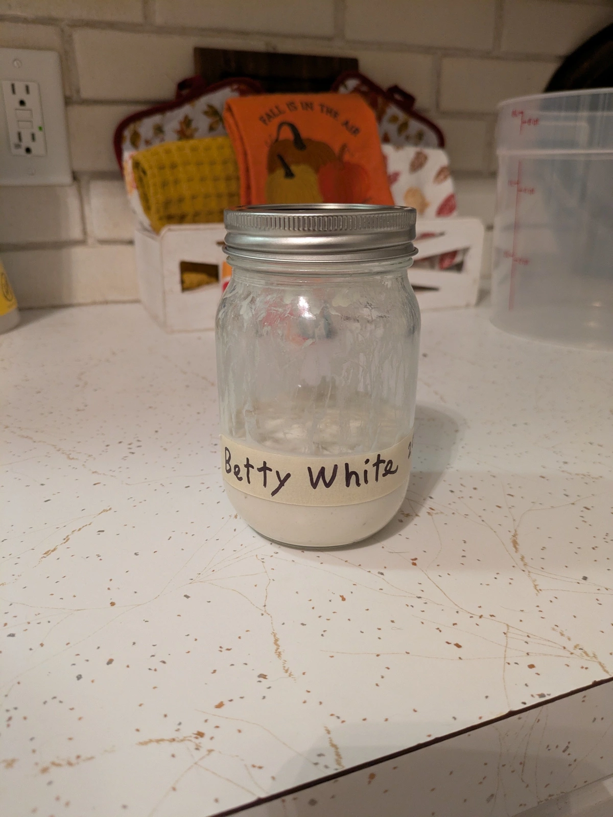 sourdough starter in a jar.