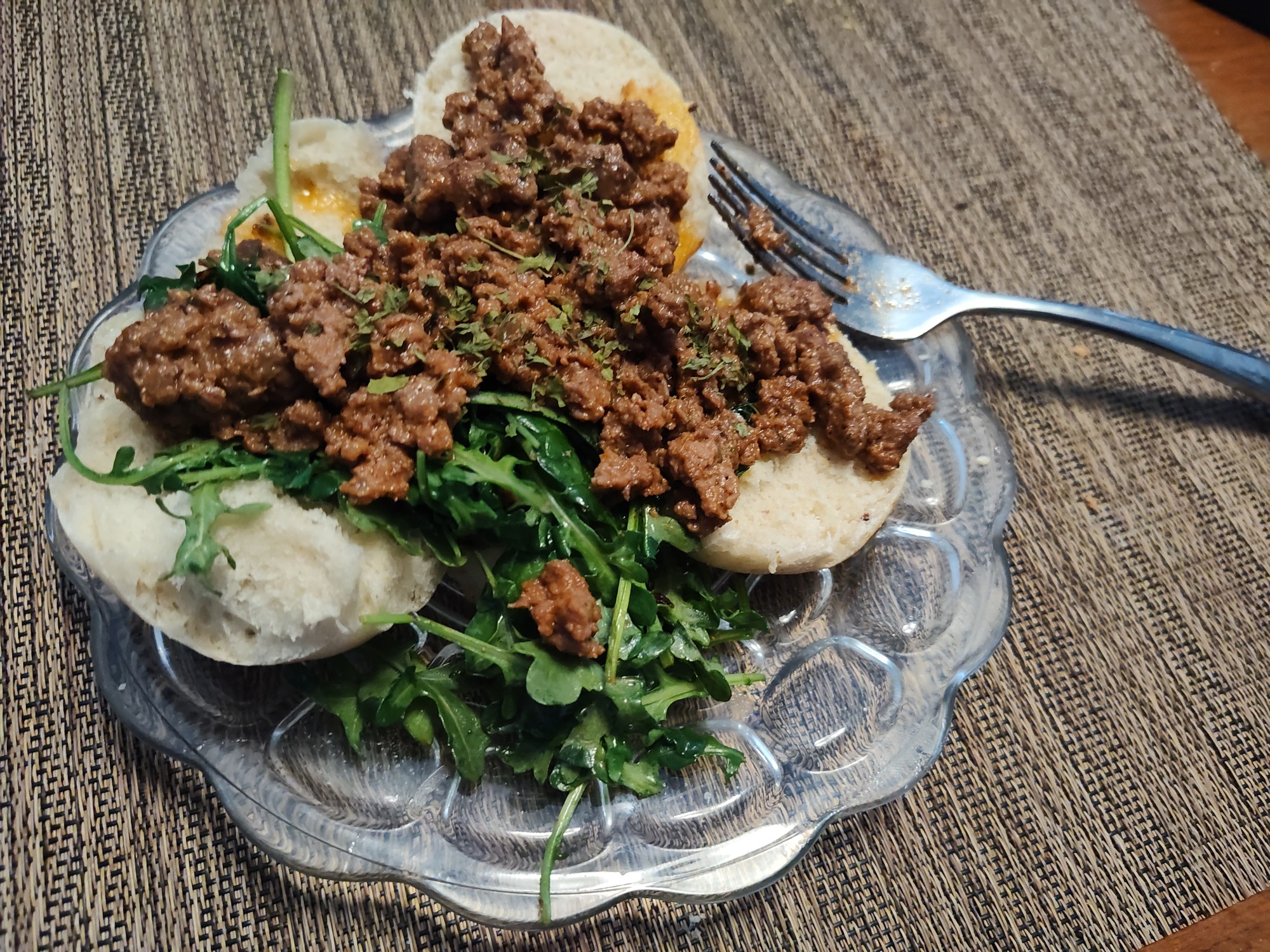 with special friend, pan fried arugula