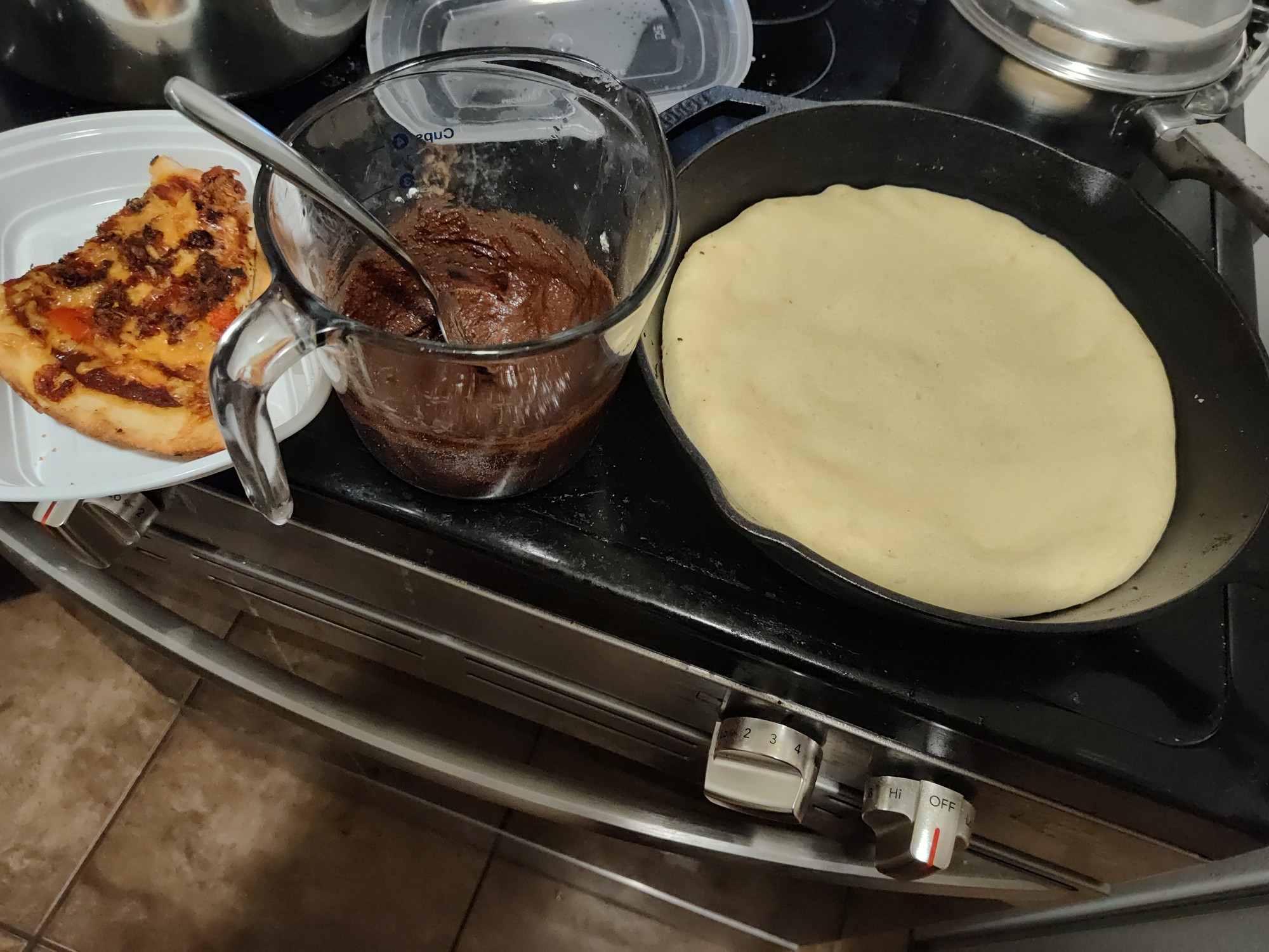 this is after letting the dough cook for 5 mins, just before I added sauce