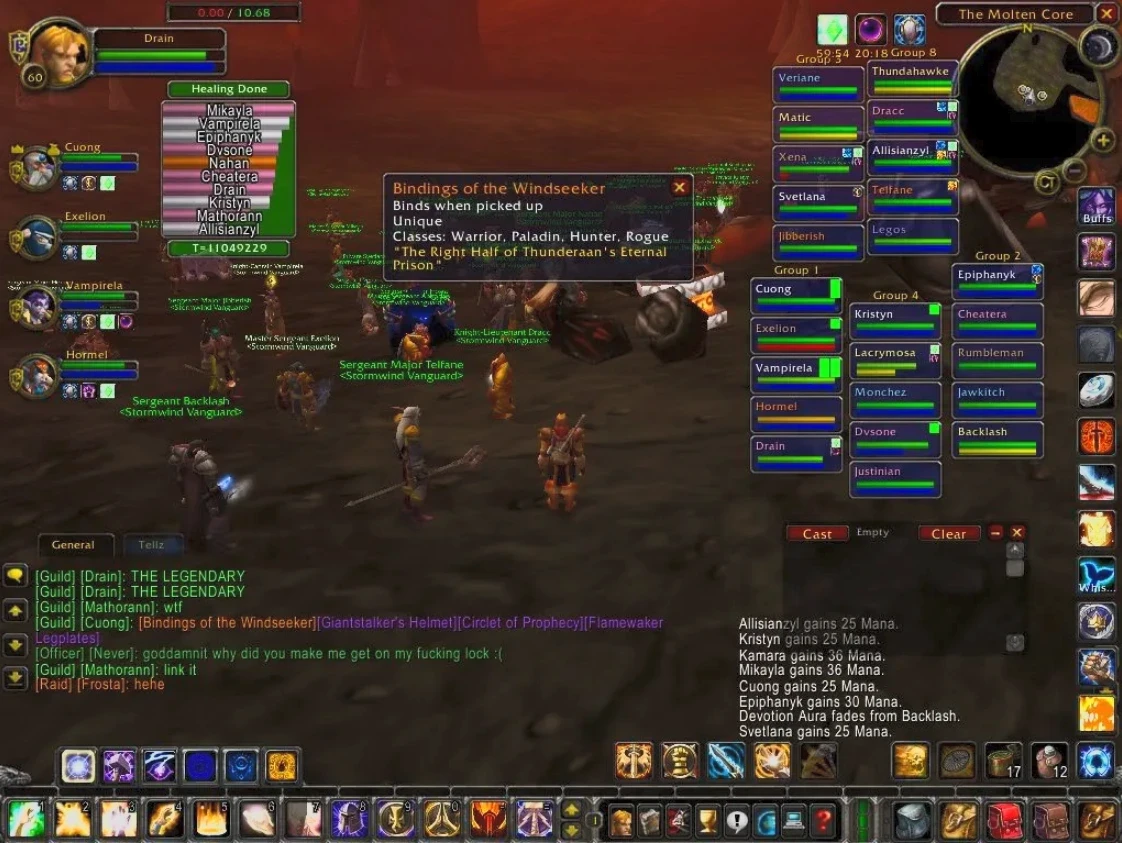 Circa June 2005, Garr binding drops for guild <Stormwind Vanguard> on realm Burning Legion-US @ 800x600 resolution