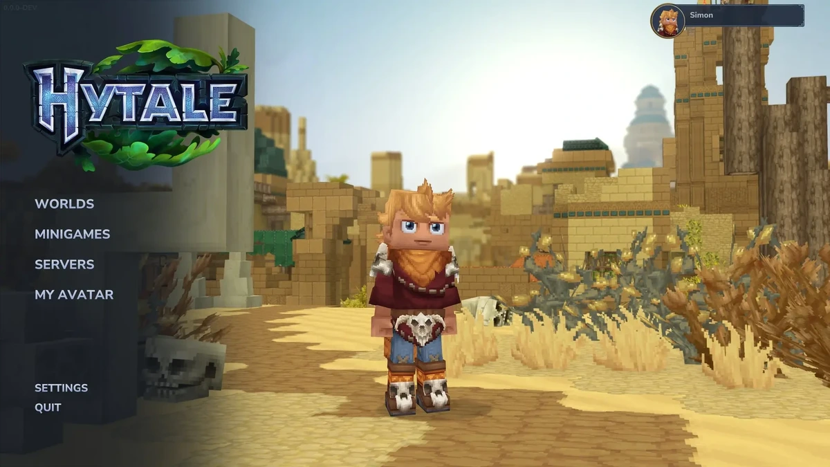 Screenshot of Hytale's main menu