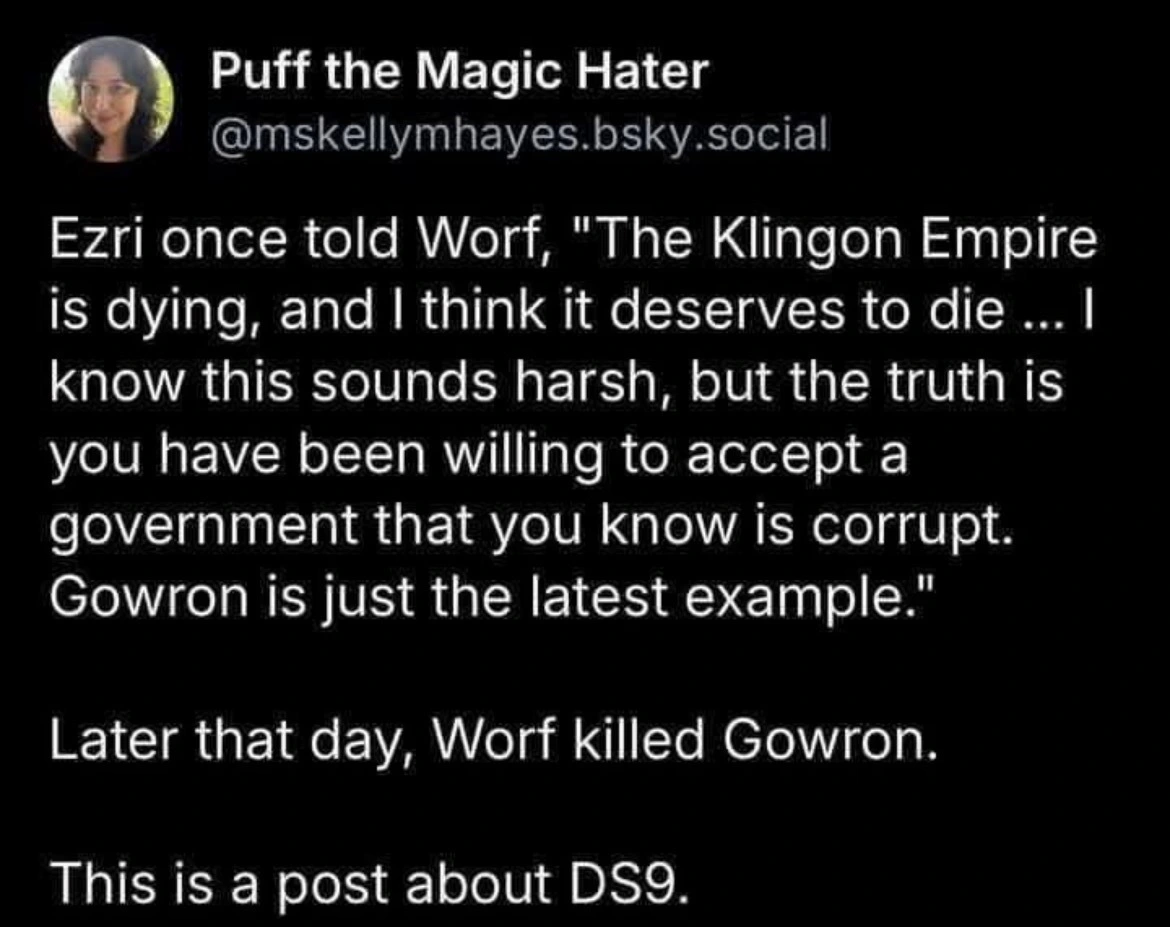 It's about DS9 nothing else